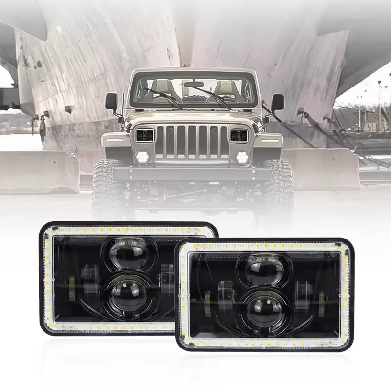 Vcan 5inch Square Headlight High/Low Beam Motorcycle Off Road Truck Rear Lamp IP67Waterproof Changeable 4X6 Car LED Headlight