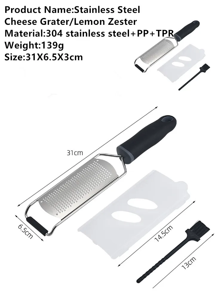 3-in-1 Stainless Steel Kitchen Gadget with Handle Metal & PP Blade Chopper & Peeler for Vegetable Lemon & Cheese Grating