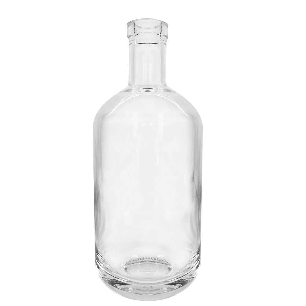Wholesale Distillery Use Transparent Empty Round 750ml 500ml Liquor Rum Gin Spirits Vodka Tequila Glass Bottles With Corks