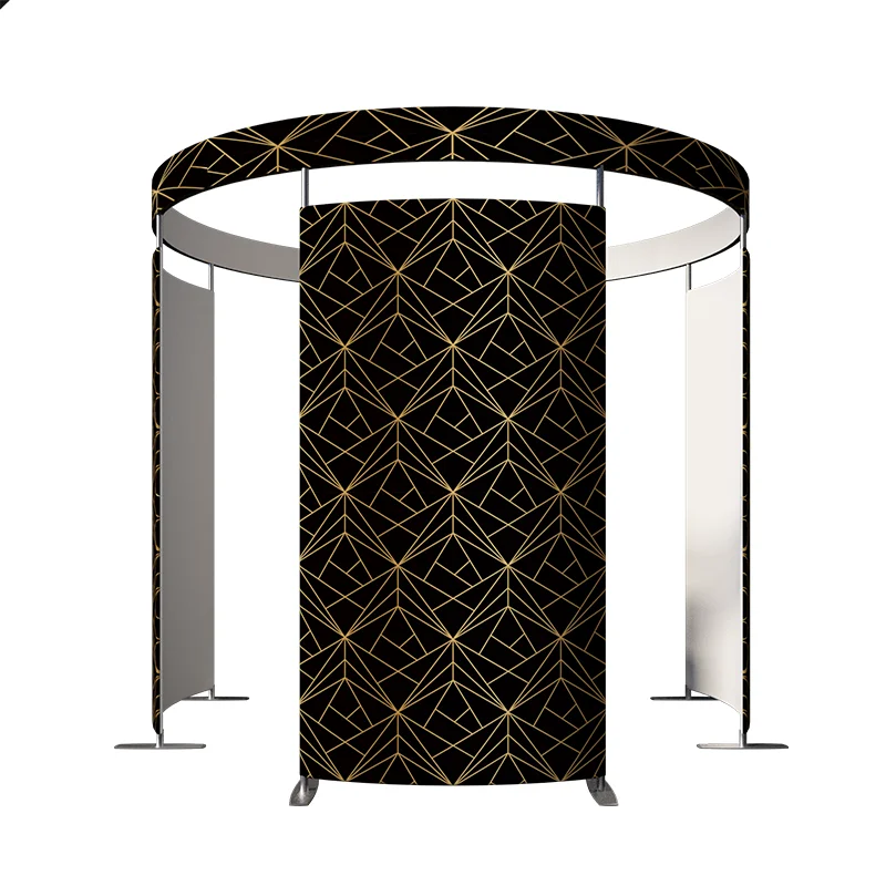 2024  Romans New Vogue Tension Fabric Led Video  Green Screen Custom Stand Circular Sequin 360 Photo Booth Enclosure Backdrop