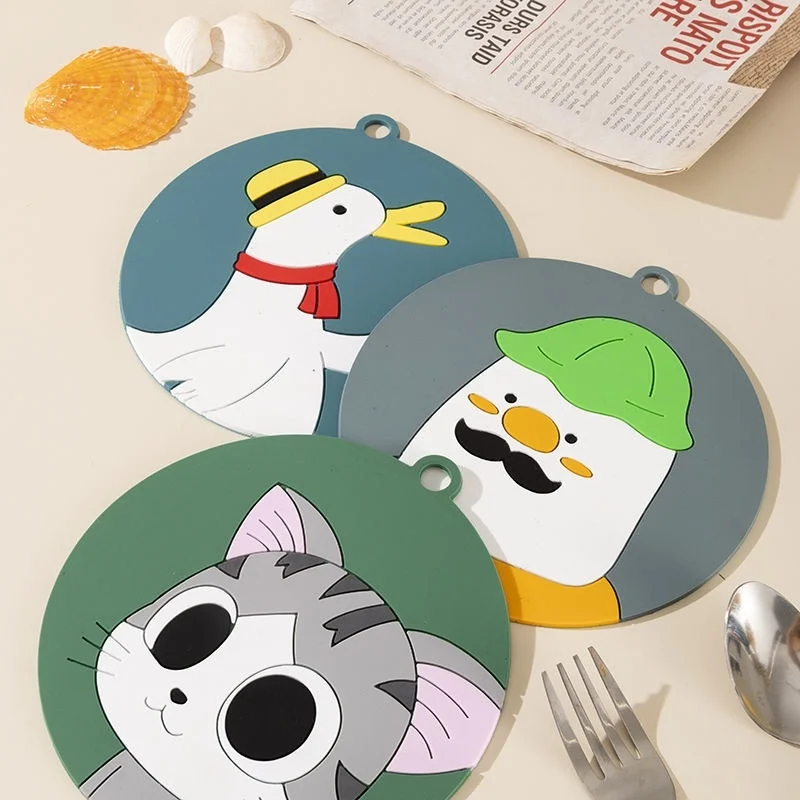 Soft Round Cartoon PVC Mug Coaster Heat Insulation Coffee Tea Beer Cup Dinning Table Mat Kitchen Placemat Cute Bowl Plate Pad