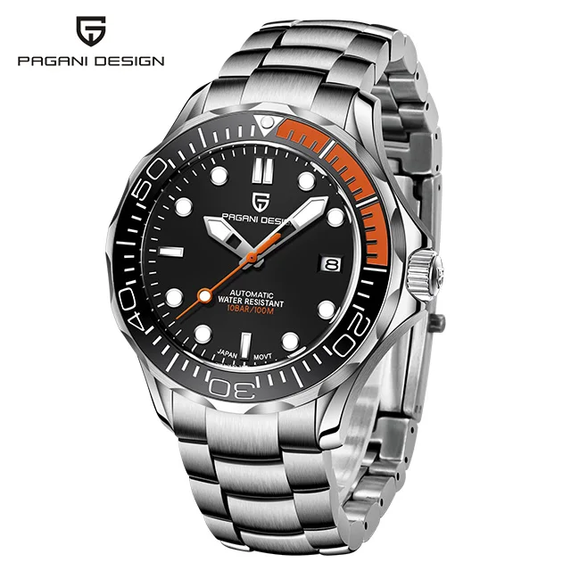 New Pagani Design 1667 Automatic Mechanical Luxury Sports Wristwatch Stainless Steel Band Dive Male Clock Montre Homme