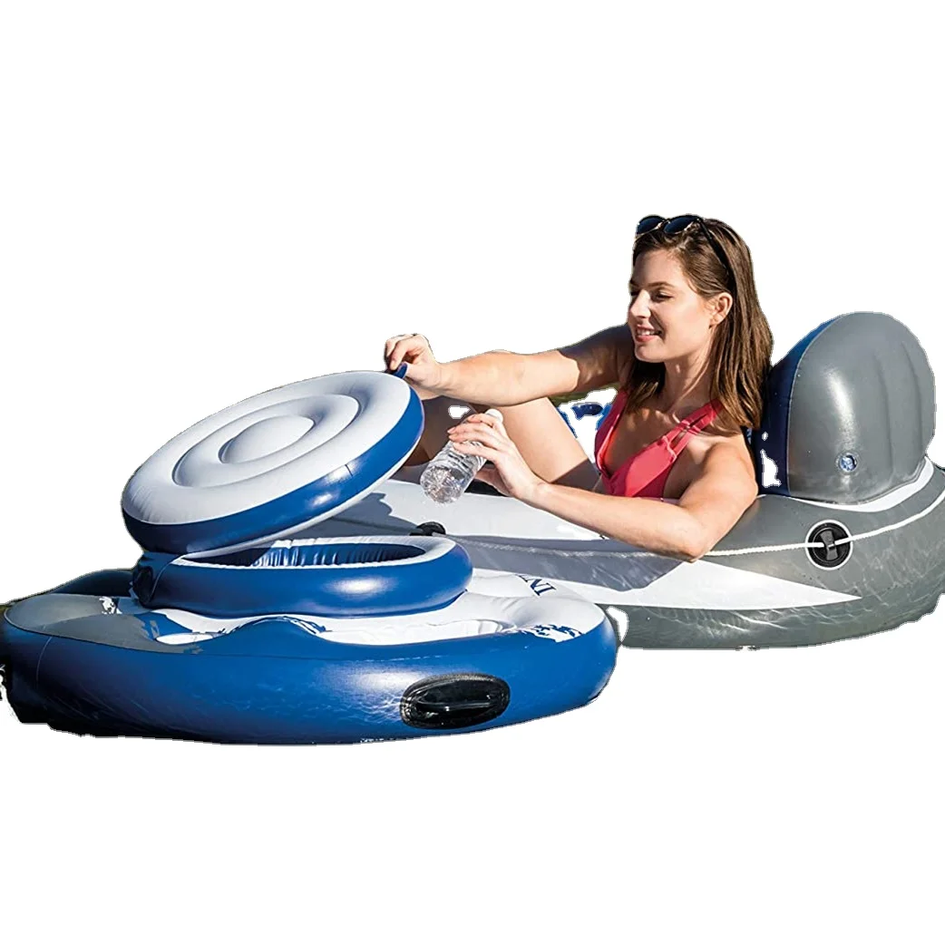 River Swimming pool party water fun mega Chill inflatable floating cooler with handles built in cup holders Snack Trays