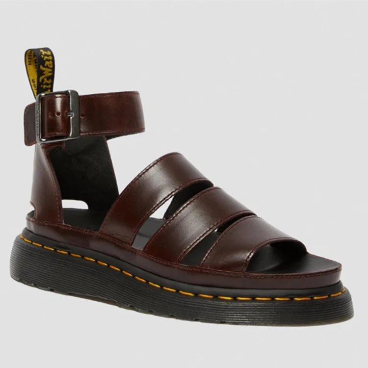 2022 Latest Design Summer Flat Open Toe Wedges Shoes Breathable Platform Genuine Leather Sandals for Women