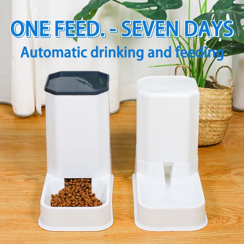Semi Automatic pet feeder Cat dog food feeder kettle automatic water feeder Non-wet mouth water dispenser