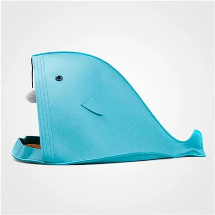 New Arrival Cartoon Creative Cat Kennel Ball Toys Detachable Foldable Felt Shark Dog Bed 4 Season Travel Bed Pets Cave Cat Bed