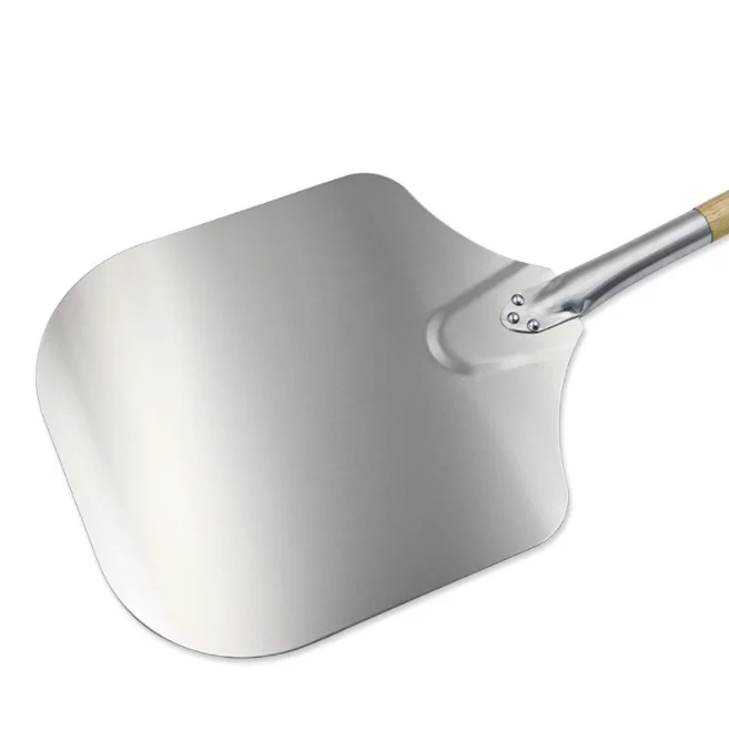 Square Shovel Aluminium Pizza Peel With Detachable Rubber Wood Long