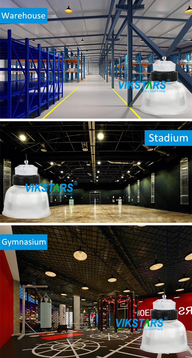 2-5 years warranty luminaire led highbay with 60/90 degree transparent reflector highbay led 100w 150w 200w high bay lights