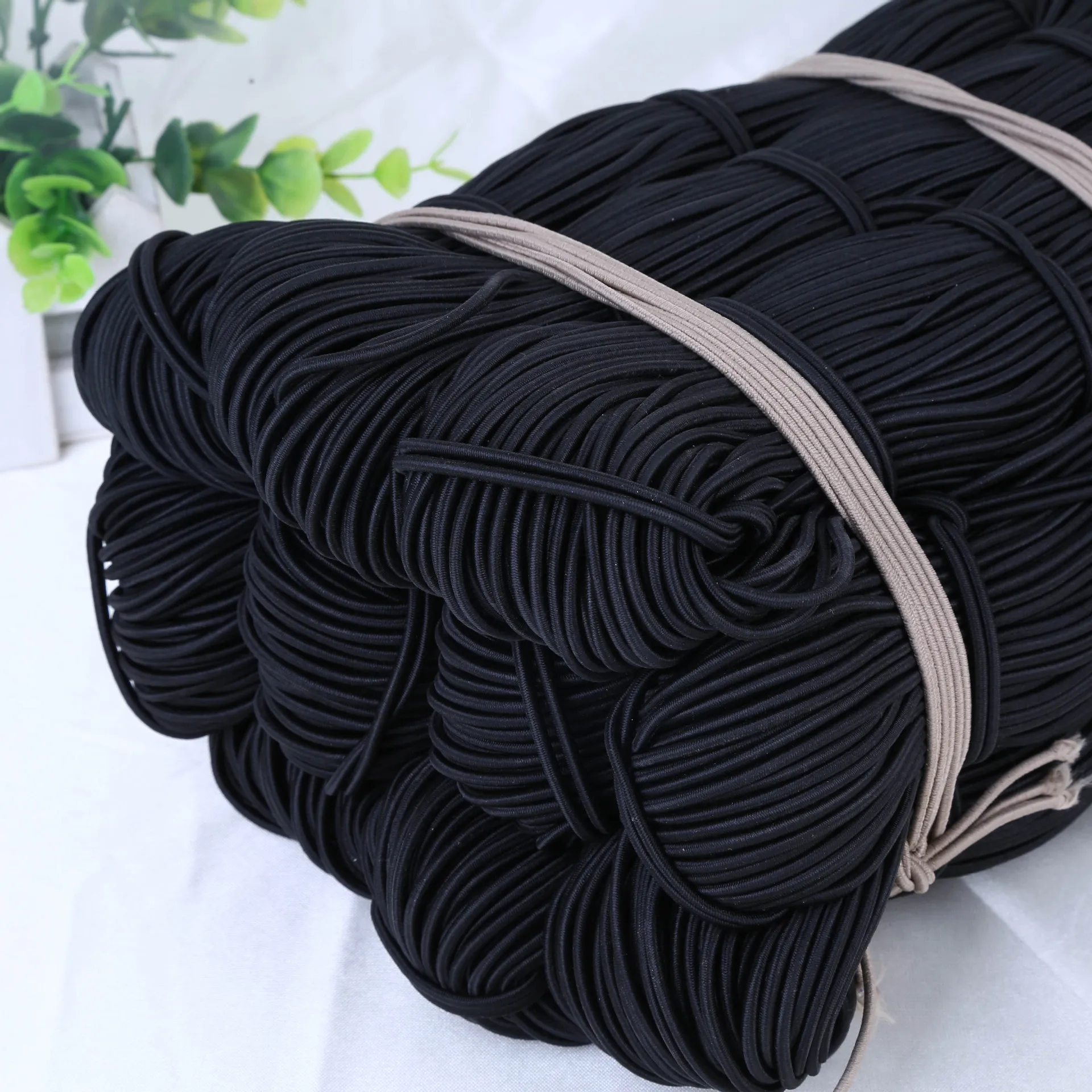 Customized Garment Polyester Rope Stretch Round Cord Wrapped Elastic Drawstring