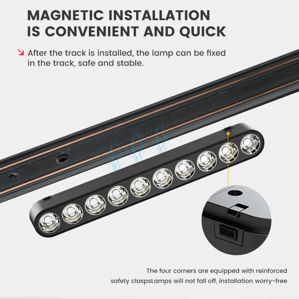 Exhibition Hall Ultra-Thin Magnetic System Factory 220V Indoor Led Aluminum 9 Modern Magnetic Rail Grille Light