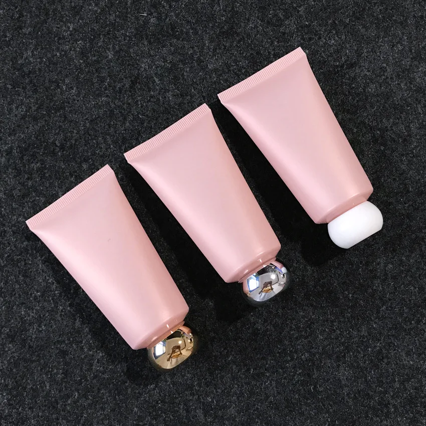 50g Matte Pink Cosmetic Packaging Tube 50ml Hand Cream Tube Plastic Facial Cleanser Tube with Acrylic Cap