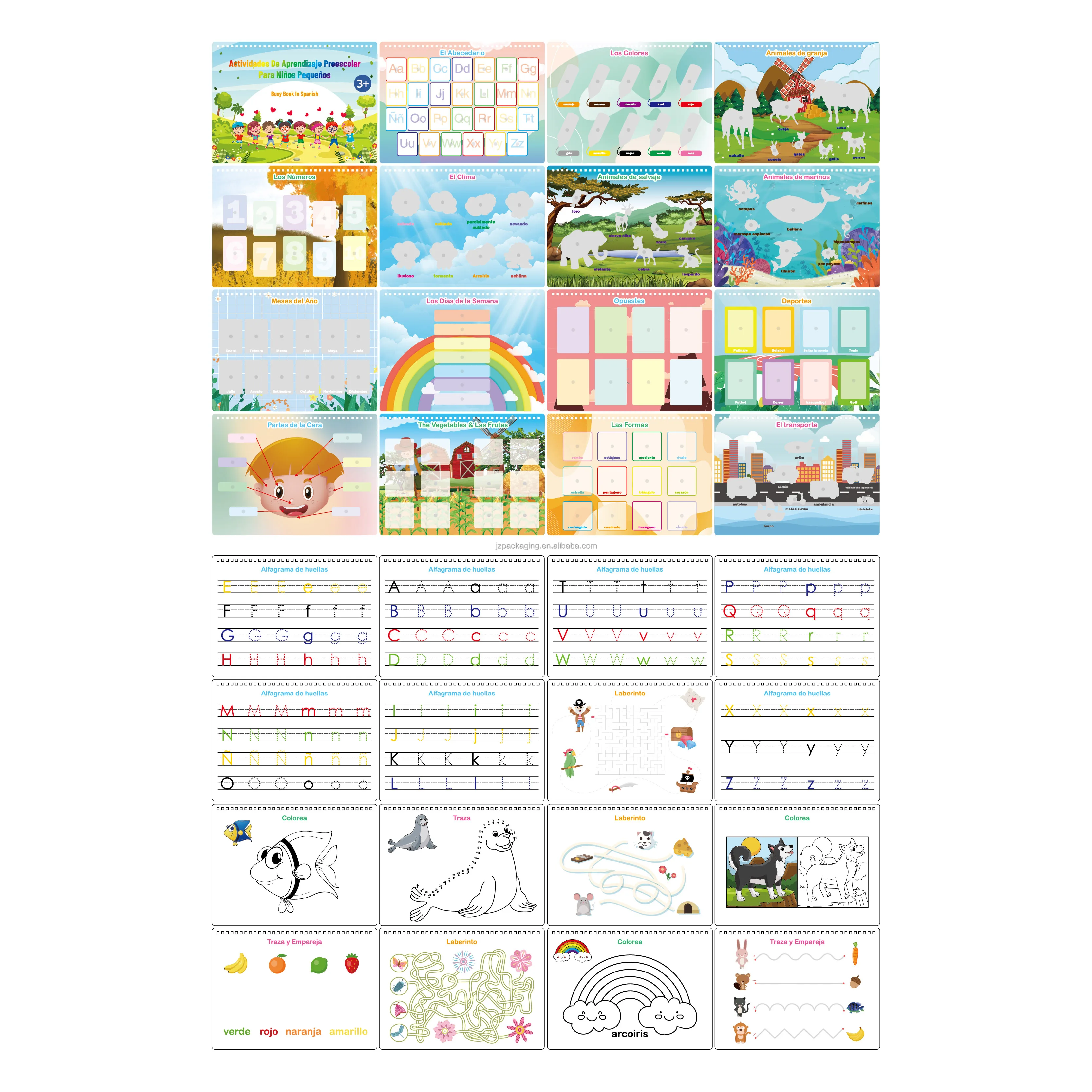 Customize Busy Book Kids Toddlers Gift Early Education Learning SPANISH Book Children Busy Book Customized Printing