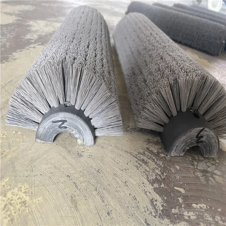 240 mesh silicon carbide abrasive wire cylindrical brush line through manual process semi-circular polishing roller brush