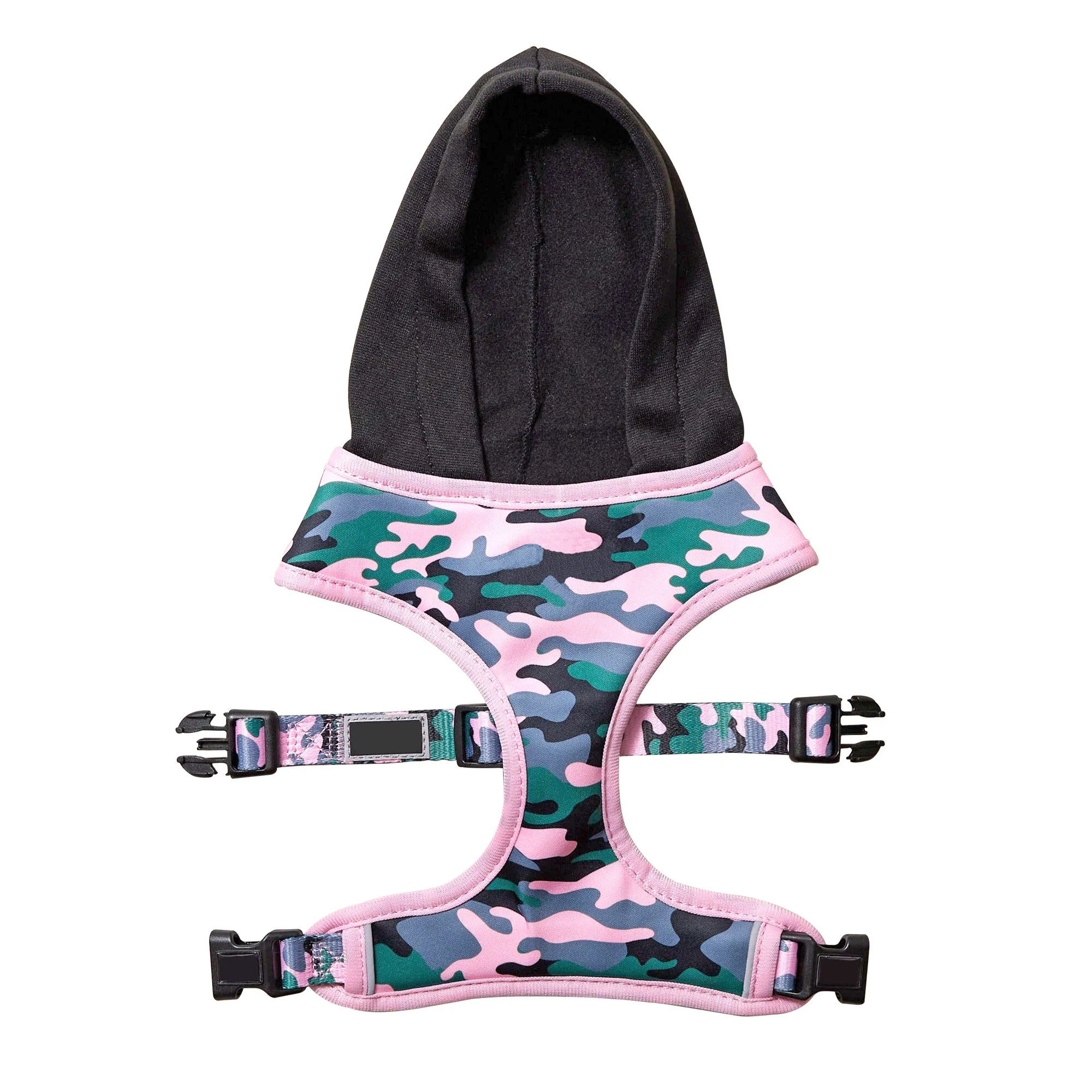 Latest Design High Quality Pet Harness Sublimation Accessories Adjustable Walking Reflective Harness With Hood
