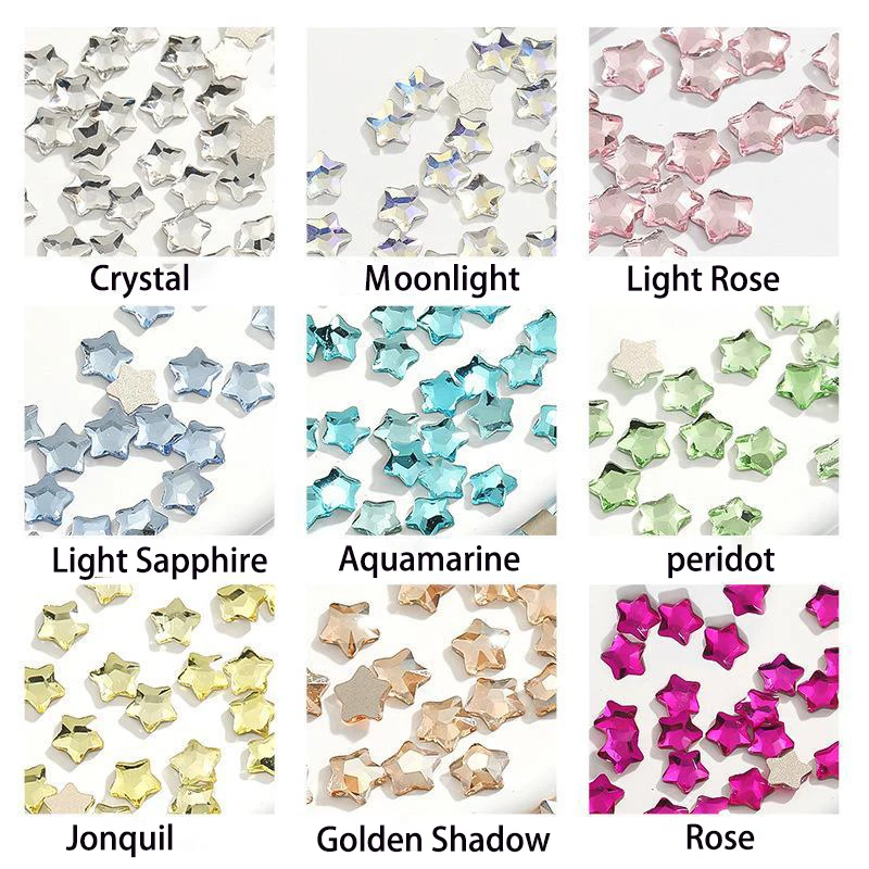 Shuaizhi Factory Star Colorful Flat Back Rhinestones Loose Non Hot Fix Crystal Glass Glue On Nails Rhinestone