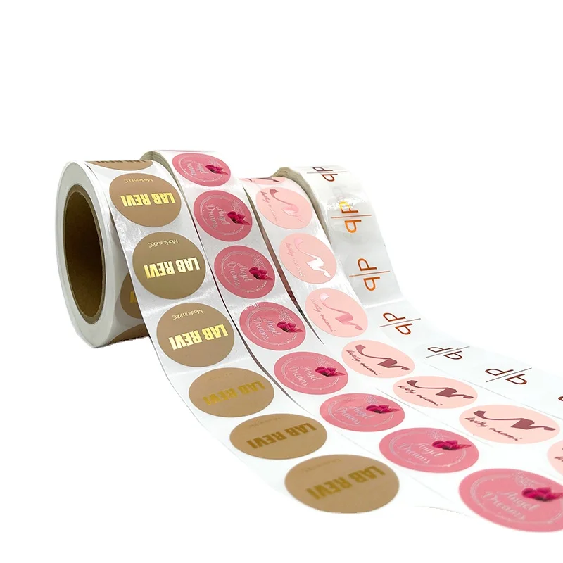 Product Sticker Printing Custom Adhesive Brand Logo Round Label Rolls