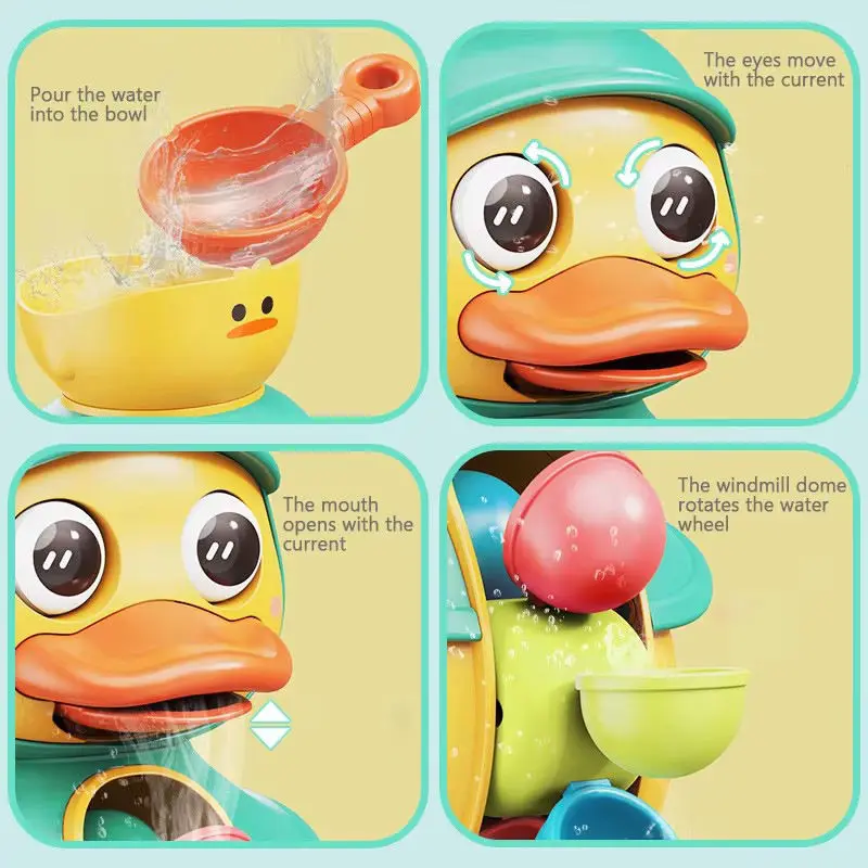 BGL Cute Duck Baby Shower Bath Toys Rotating Spinning Water wheel Animal Bath Toys for Kid