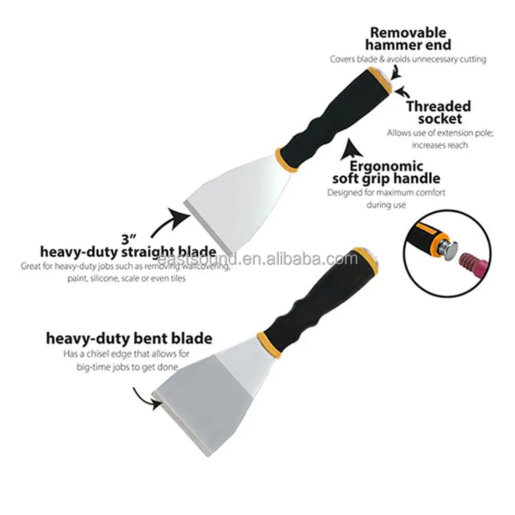 ESD Heavy Duty Stainless Steel  Putty Knife Scraper With Threaded Socket