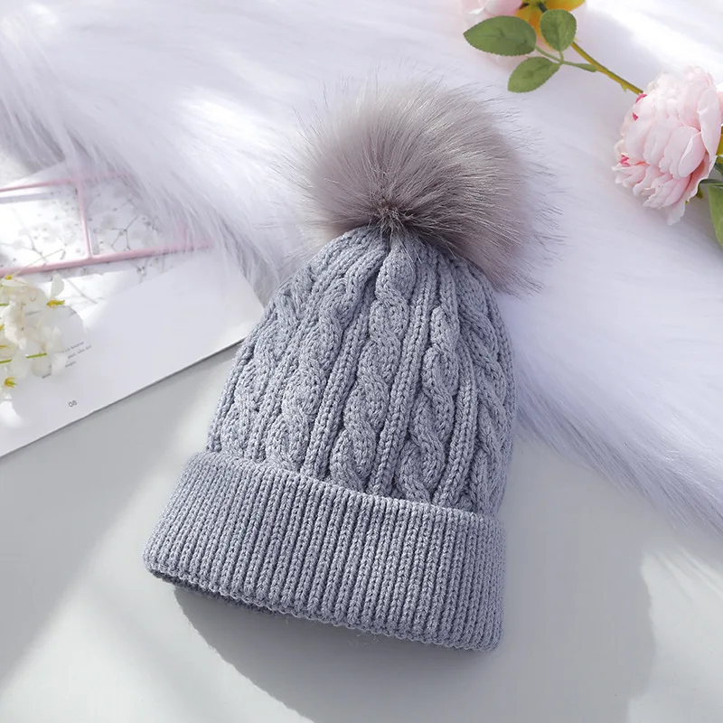 Baby Girls Boys Soft Warm Knit Hat Kids Winter Hat,  Fashion Children Solid Pom Pom Warm Comfortable Breathable Cap
