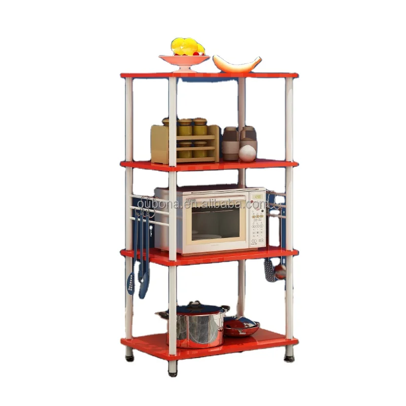 Modern 4 Tier Kitchen Shelves Stainless Steel Microwave Shelf Rack Storage Cupboard Oven Stand