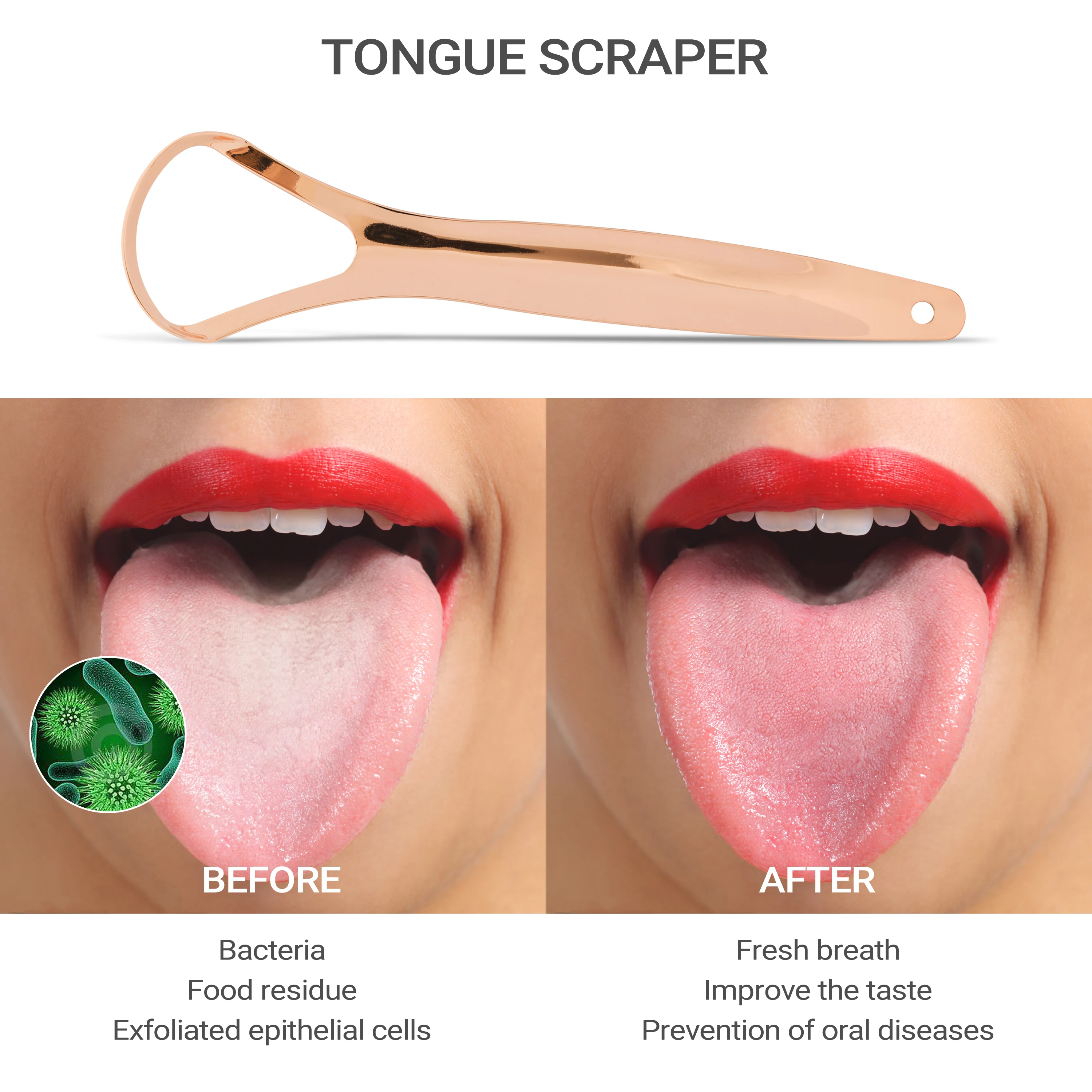 Oral Hygiene Tongue Cleaning Stainless Steel Cleaner for Fresher Breath