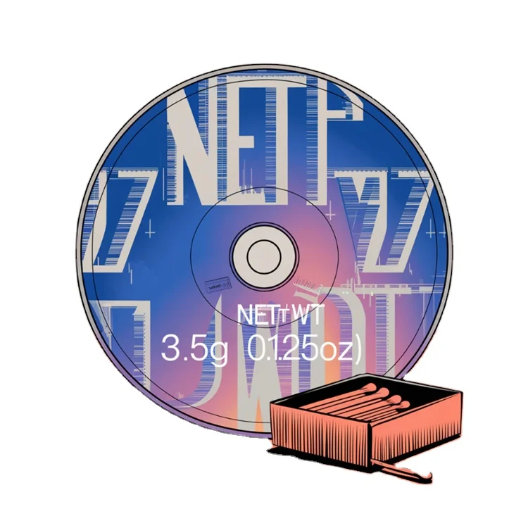 Die Cut Irregular Special Shape Holographic Child Resistant Smell Proof 3.5g 8th Cali Pouches Empty DVD Case Disc CD Mylar Bags