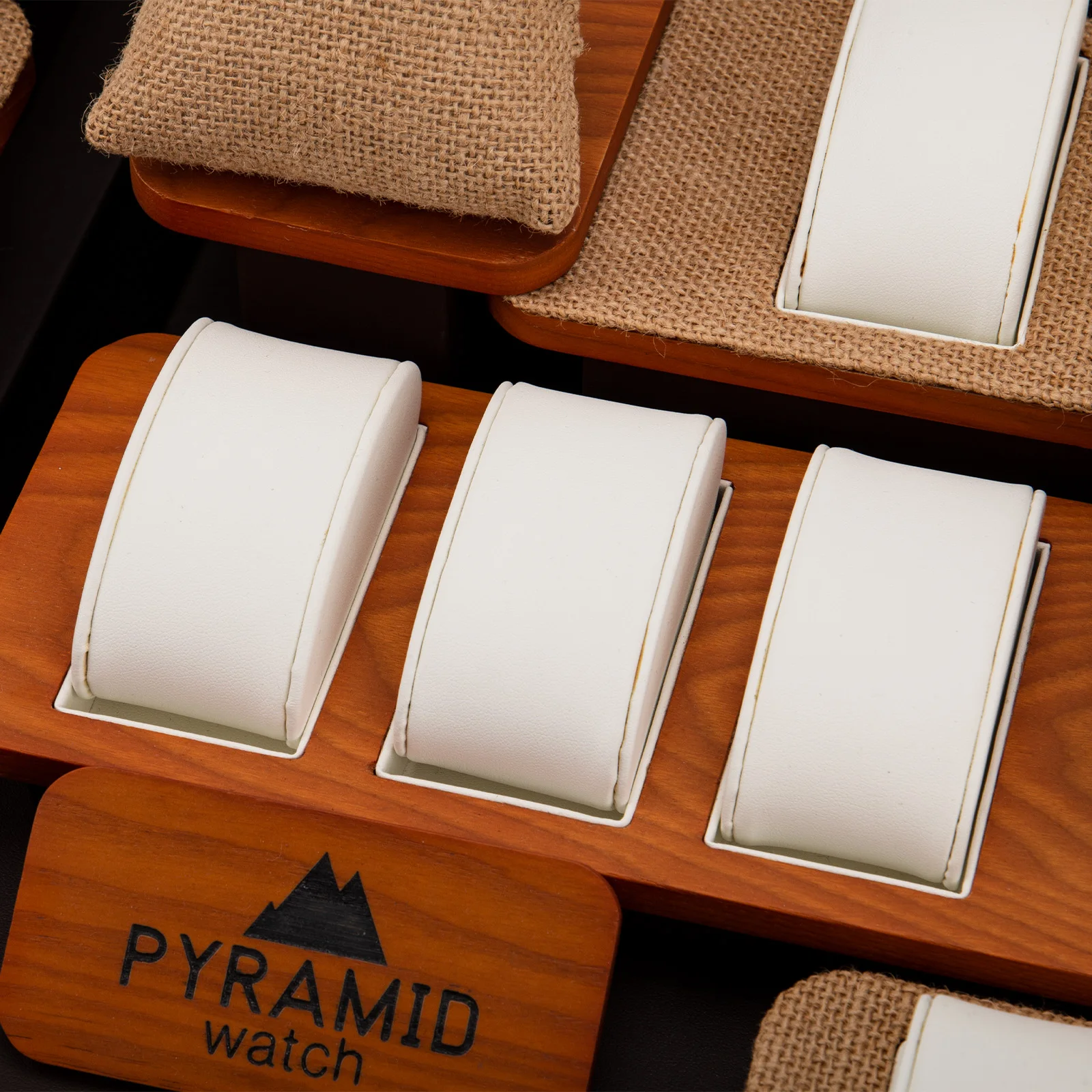 Buying Festival Hot Sale Jewelry Display Stand High-end Fashion Decoration Wooden Watch Design Props Gray Watch Display Props