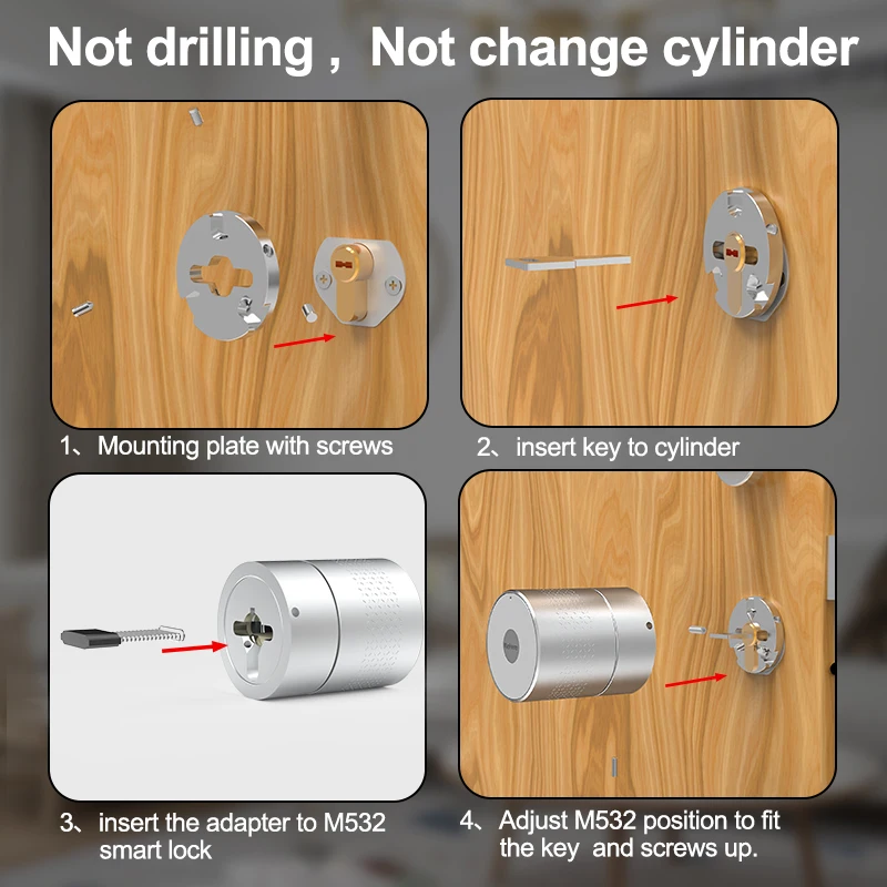 Wehere  M532 Nuki stype Not change Lock cylinder  TTLock APP WIFI Keypad Fingerprint Mechanical Key Combination digital smart do