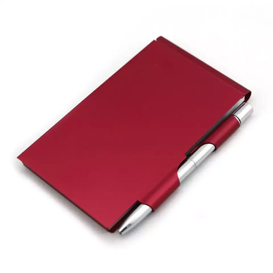 New design personalized metal aluminum cardboard cover diary notebook with pen for giveaway gifts
