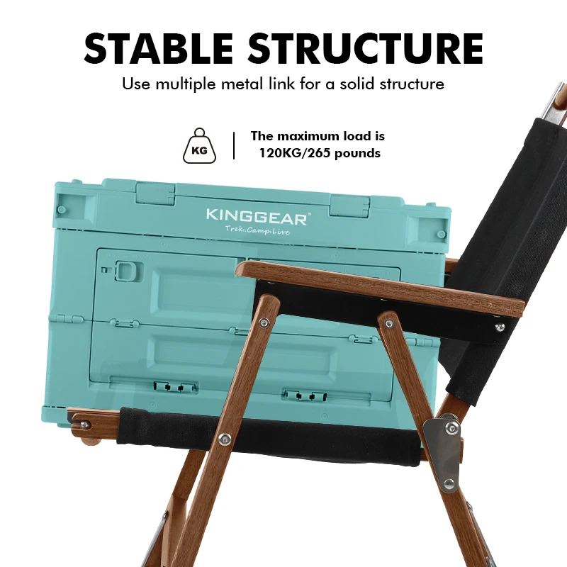 KingGear Outdoor Garden Customizable Canvas Portable Teak Beech Kermit Chair Foldable Wood Folding Camping Chair