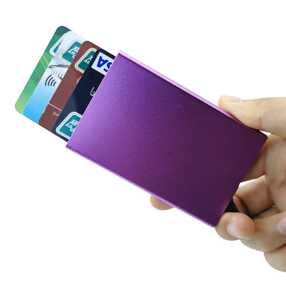 Custom Laser Logo Business Gifts Pop up Card Holder Aluminum Metal RFID Blocking Popup Mens Credit Card Holder