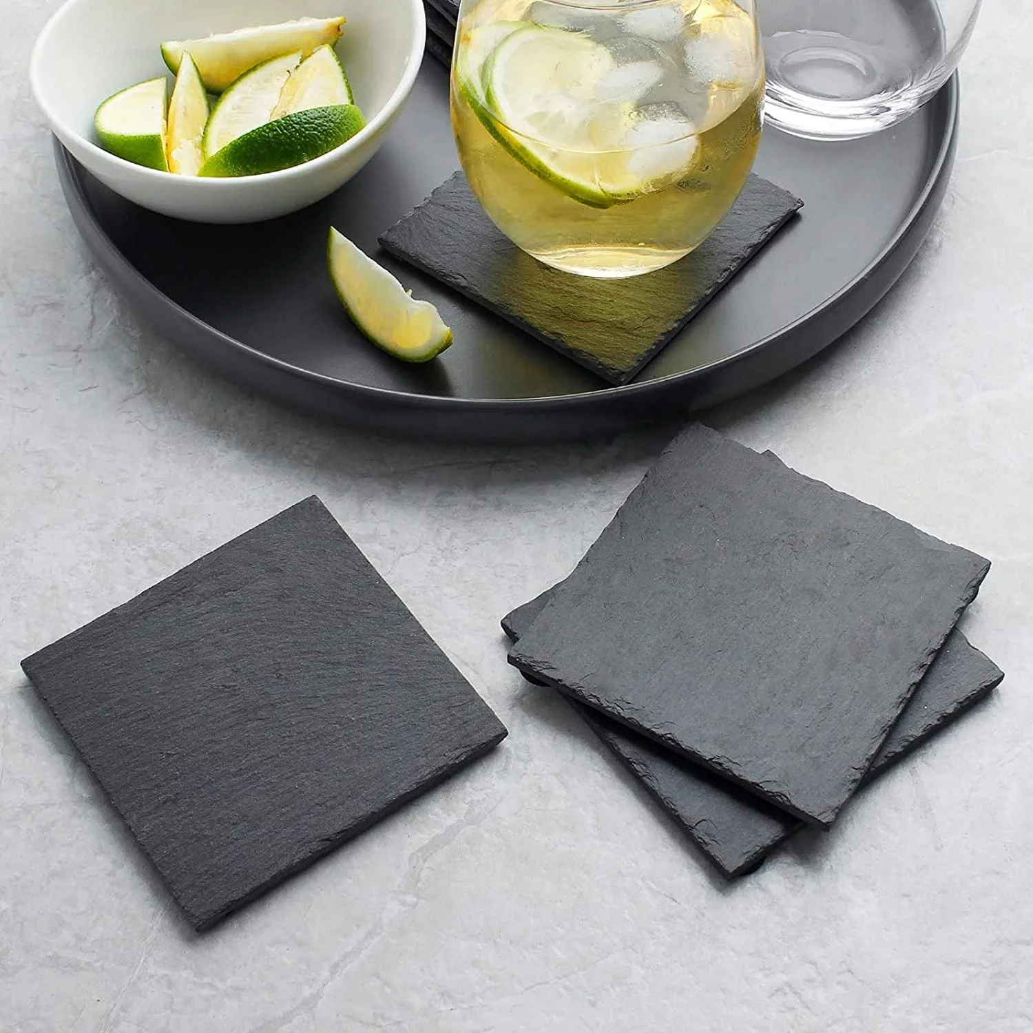 Best selling wholesale customizable blank square natural stone set slate coaster with factory price
