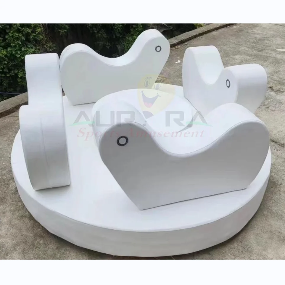 Kids Soft Play Equipment Backyard Carousel with Bounce House Indoor Merry Go Round Soft Play