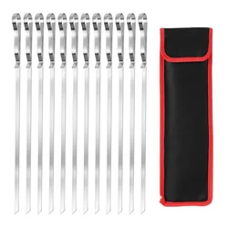 17-inch grilled skewers set Amazon hot-selling BBQ grill skewers combination 430 stainless steel wide flat kebab