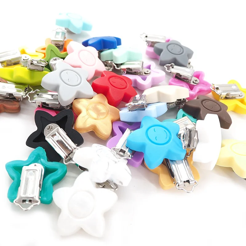 Wholesale Food Grade Silicone DIY Baby Teether Necklace Bead Soother Chew Toy Dummy Clip Silicone Pacifier Clips