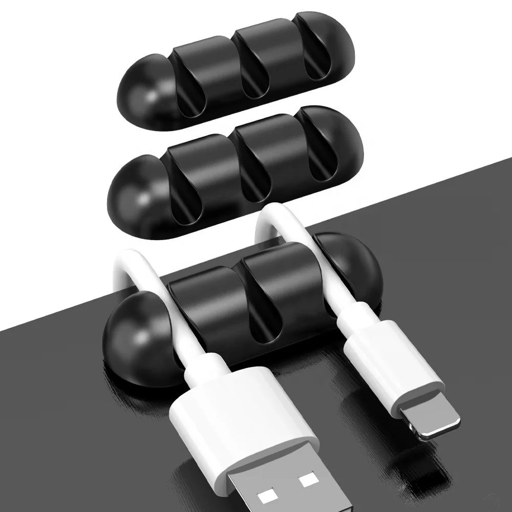 Multipurpose Mouse Headphone Charging Cable Tidy Management 3 slots Silicone Desk Holder Clips Winder Desktop Cable Organizer