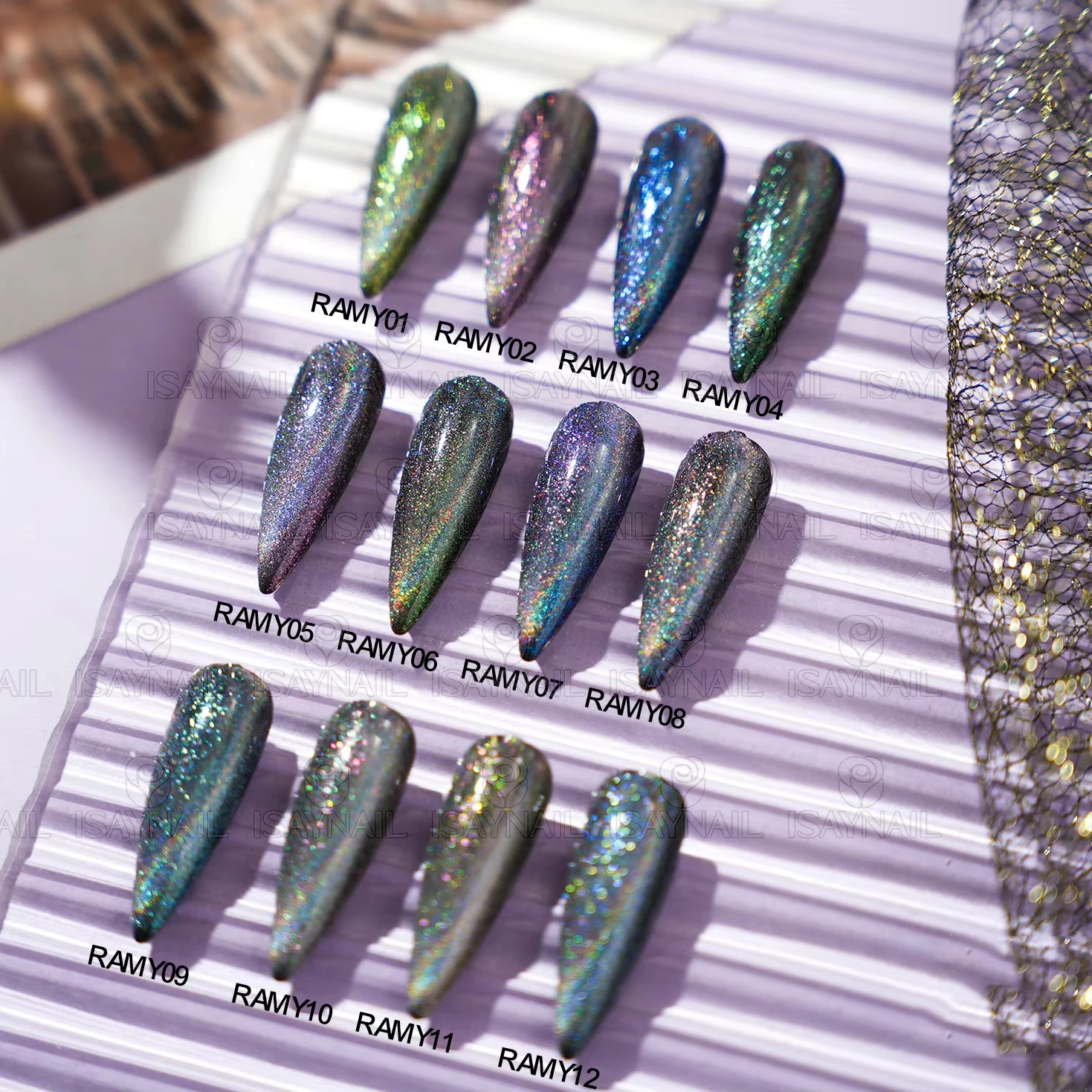 New Arrival Free Sample Art Nails UV Long Lasting Colorful Magnetic Rainbow Cat Eye Gel Polish