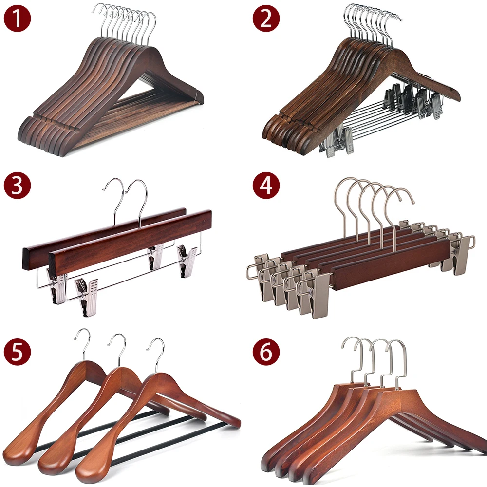 Manufacturer Wholesale Wooden Clothes Hanger Custom Suit Coat Hanger Walnut Wood Hangers for Clothes