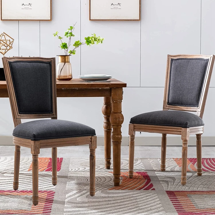 Wholesale Antique Design Restaurant Square-backed Ghost Solid Wood Furniture Louis Baroque Dining Chairs