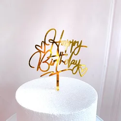New Product Happy Birthday Double Love Acrylic Cake Topper
