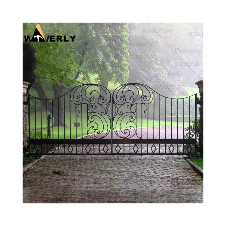 Italian Style Luxury Wrought Iron Grill Main Gate Design Driveway Gates Wrought Iron Cast Fancy Iron Gate Design
