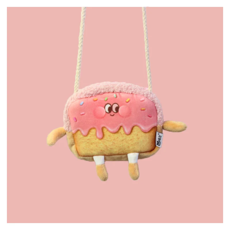 Cute Cartoon Toast Bread Coin Purse Wallet Personalized Creative Student Girl Crossbody Casual Small Satchel Messenger Bag
