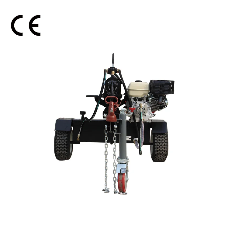 China made 45 ton with jack and brake wheel electric start gasoline powered wood cutter machine with CE approved  wood splitter