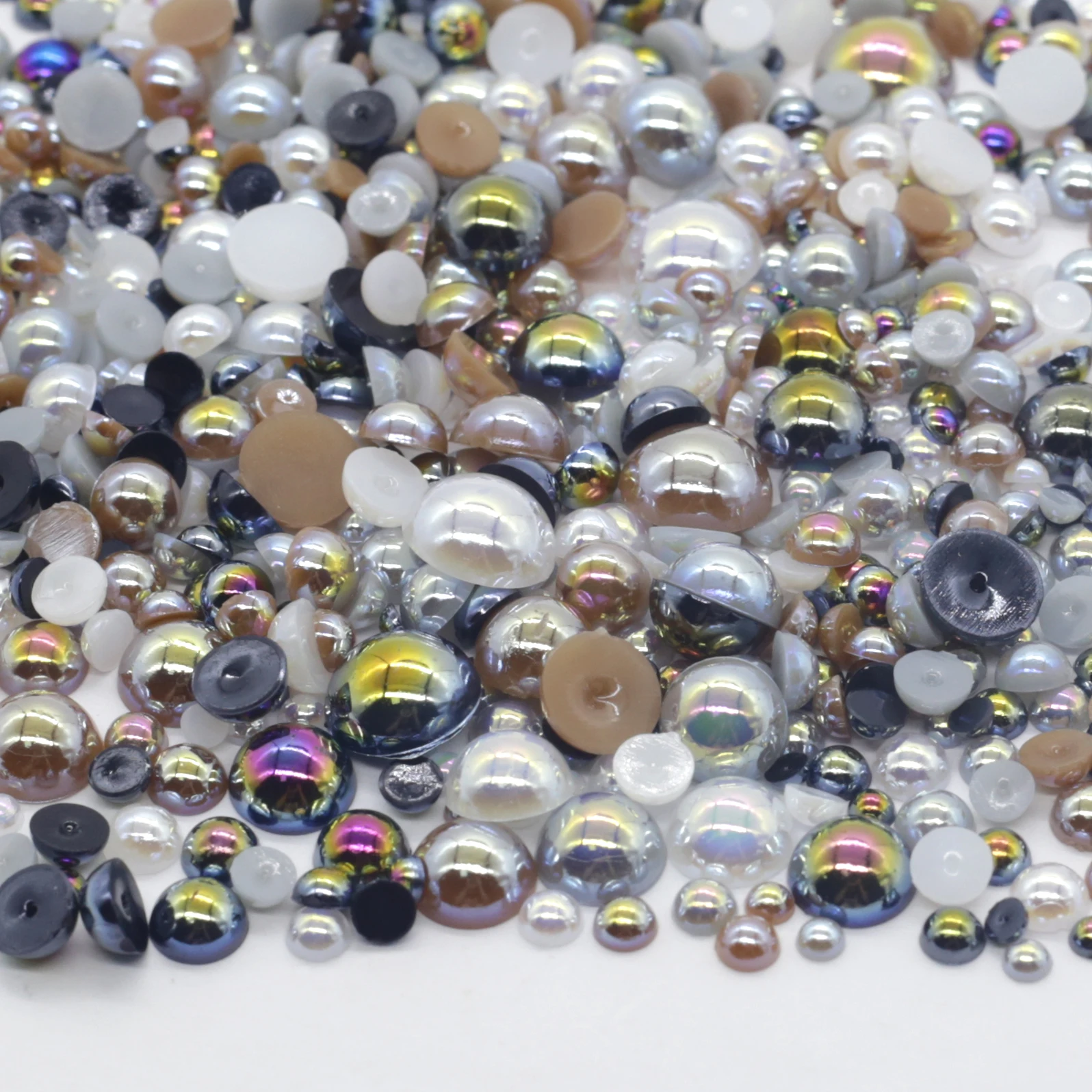 XULIN 2mm-8mm Custom Size 100Kinds Mix Color Flatback ABS Half Round Faux AB Pearls Cabochons Bead For Diy Embellishments