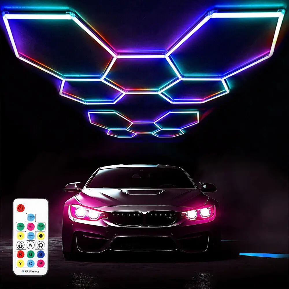 Шестигранный светодиодный фонарь для гаража RGB шестигранный светильник-358 красочные световые режимы игрового якоря освещение частного спортзала 