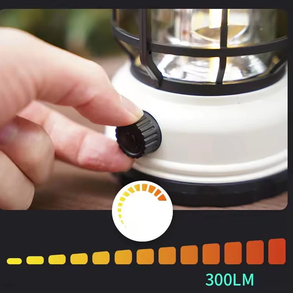 Waterproof Solar Rechargeable Camping Light Retro Outdoor Light Atmosphere Tent Lantern with Type C