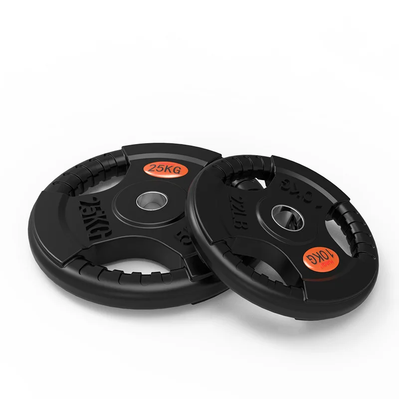 gym equipment  rubber coated weight barbell  plate