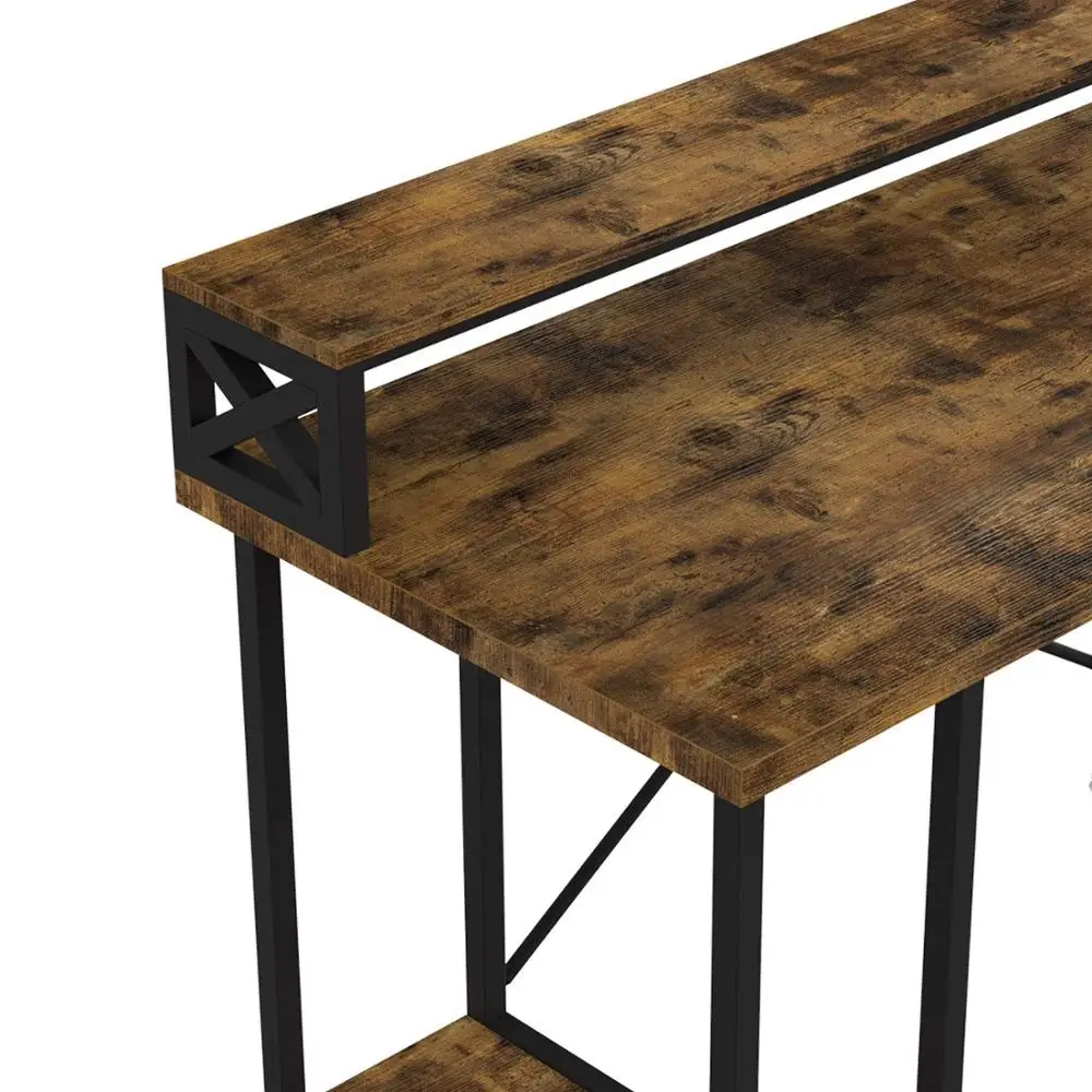 Industrial Office Computer Desk with Printer Monitor Storage  Shelf  CPU Stand Studying Writing Table for Home Office