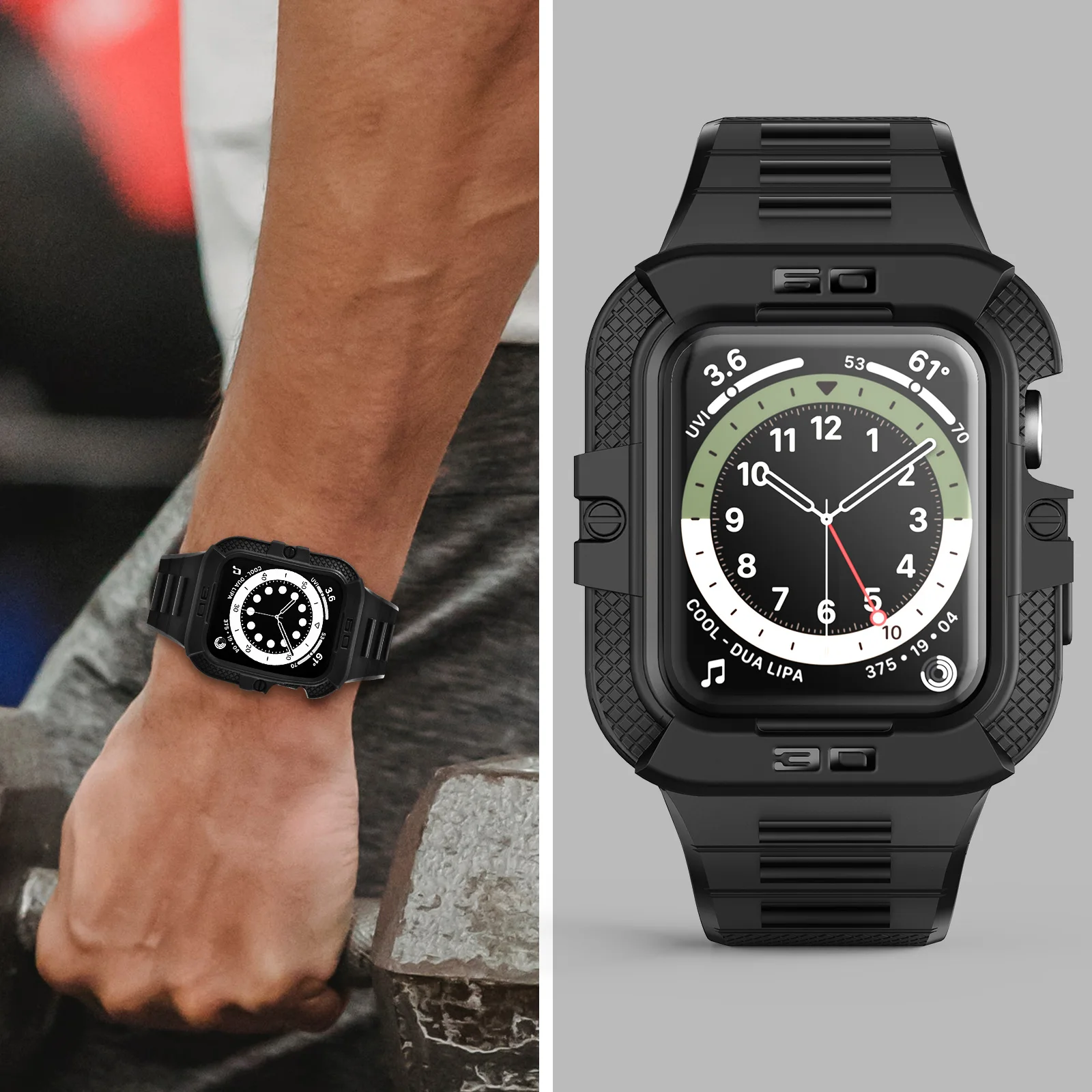 Дизайнерские силиконовые ремешки и корпус для часов Apple Watch разъемы ремешок-адаптер ремешок с защитой экрана 4
