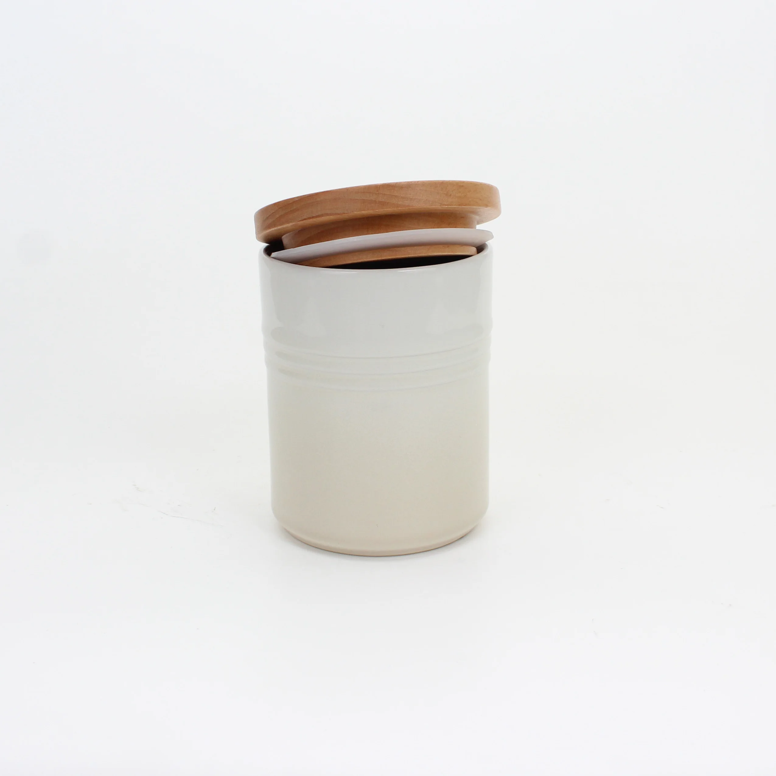 Ceramic Kitchen Storage Canisters with Wood Lid for Food Storage, Serve Coffee, Sugar, Tea, Spices